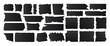 Set of grunge jagged rectangle shape. Black torn paper sheet for sticker, collage, banner. Vector illustration 