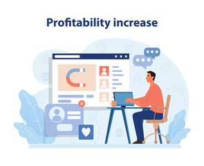 Poster - Profitability Increase Strategy. A clean vector illustration highlighting the analytical.