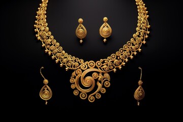 Gold necklace decorated with brown gemstones