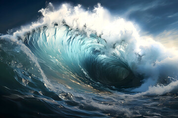 Wall Mural - ocean shore wave closeup. surfing on the sea wave