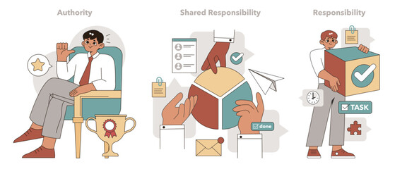 Poster - Task Delegation concept. Vector illustration.