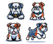 Dog pet cartoon, A set of bulldog cartoon vector illustration, cute bulldog character mascot