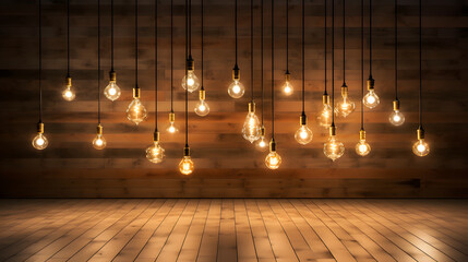 Wall Mural - set of electric lamps on a wooden background. home interior and appliances. lighting in the house