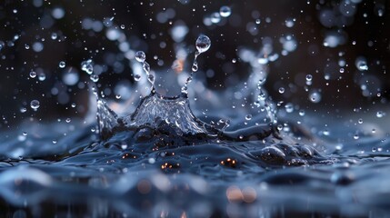 Fresh Water Drops Splashing and Flowing