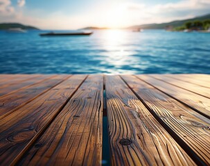 Wall Mural - A wooden dock with a view of the ocean
