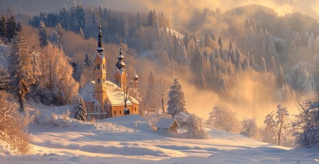 A church on a snowy mountain