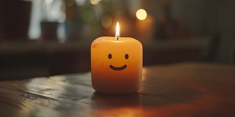 Sticker - Cozy Candle Flame Emanating Warm and Calming Glow in Dimly Lit Room with Inviting Atmosphere and Sense of Tranquility