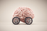 Fototapeta  - Brain with car wheel. Brainstorming concept.