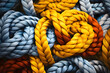 colored twisted ropes made of durable material close-up. nautical rope