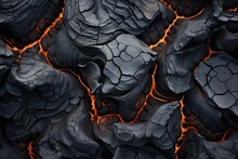 Burning Lava As A Background. Abstract Background Of Extinct Lava With Red Gaps.
