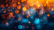 Abstract Background technology blur bokeh banner blue and orange  , dark background, graphic banner 