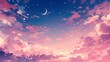 Anime pink sky background, art, manga