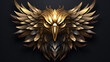 © ribelco - 3d metallic gold eagle head on black beautiful texture background. Beautiful 3D print design for interior, wall, wallpaper, canvas. Video game logo