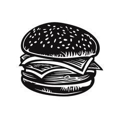 Burger Silhouette  icon isolated on white background vector illustration. Street fast food vector graphic silhouette.