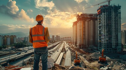 Aufkleber - A civil engineer designing buildings. Generative AI.