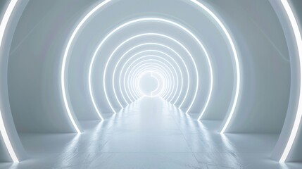 Poster - Futuristic White Circular Corridor