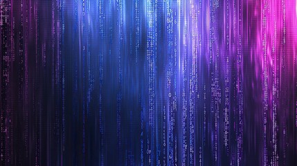 A purple and blue background with a series of lines and numbers. The lines and numbers are scattered throughout the background, creating a sense of movement and energy
