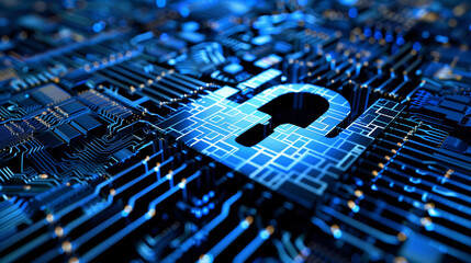 Poster - modern cyber security wallpaper, digital data cyber protection technology concept, futuristic cyber tech backdrop 