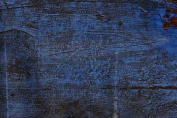 Canvas Print - blue painted old wooden desk