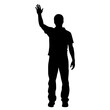 © vectorcyan - Man standing and waving with his hand Silhouette