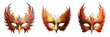 Set of phoenix carnival mask, phoenix mask on a transparent png background, The phoenix carnival mask's radiance for every celebration