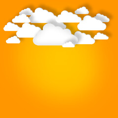 Poster - Clouds, symbol or data computing as connectivity, social media or digital in cybersecurity mockup. Creative, design or cloudscape of virtual, hosting or technology in web networking solution