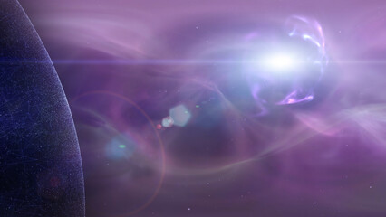 Wall Mural - abstract cosmos with nebula and colored star light streaks illustration background.