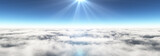 Fototapeta Lawenda - Above clouds sun ray, 3d rendering