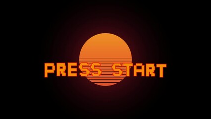 Leinwandbilder - PRESS START. pixel art .8 bit game. retro game. for game assets. Retro Futurism Sci-Fi Background. glowing neon grid and star from vintage arcade computer
