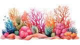 Fototapeta Do akwarium - Watercolor Coral Reef Flat vector isolated on white background
