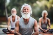 senior men, grandpa, doing yoga exercises, old age, ageing, healthy lifestyle