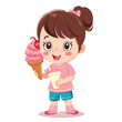 Cute clip art of children with ice cream on transparent background PNG is easy to use.