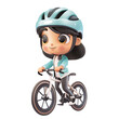 Cute clip art of people riding bicycles, transparent background PNG, easy to use.