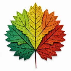 Wall Mural - colorful autumn leaf isolated on white background. 3D illustration.