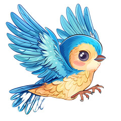 Wall Mural - Cute clipart of flying birds on transparent background PNG is easy to use.