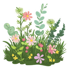 Wall Mural - Cute clipart of flowers on transparent background PNG is easy to use.