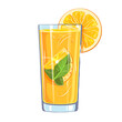 Cute clipart of orange juice drink on transparent background PNG, easy to use.