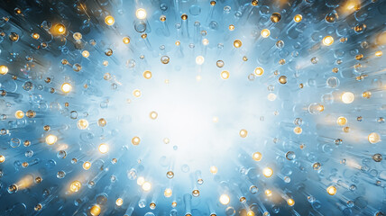 Poster - abstract blue background, a light glowing symbol of new technologies, copy space of new technologies