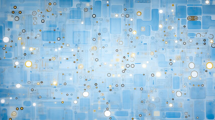 Poster - abstract blue background, a light glowing symbol of new technologies, copy space of new technologies