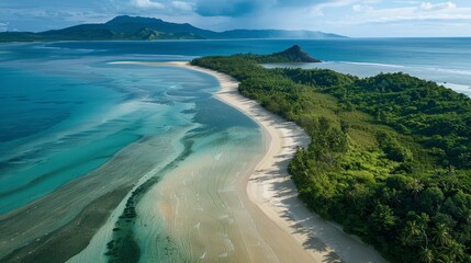 Poster - Aerial View of Sandy Beach Island