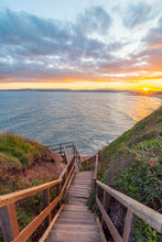 Stairs To Exmouth Beach From Orcombe Point At Sunset - Exmouth, Devon, UK