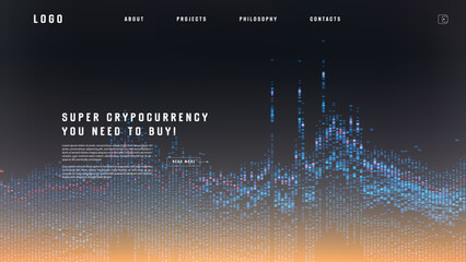 Poster - Landing page abstract design with big data. Template for website or app.