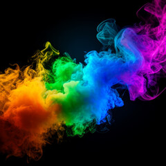 Wall Mural - Abstract multicolored smoke on a black background. Background from the smoke of vape