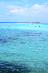 Wall Mural - Maafushi Maldives - February 2022 : Beautiful turquoise waters on a hot sunny relaxing day. 