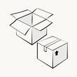 Set of box , doodle style , vector illustration