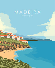 Wall Mural - Madeira Portugal poster, banner, travel card