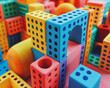 8K image of a colorful geometric playground of shapes