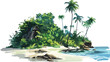 Jungle sea shore landscape. Digital painting. Concept