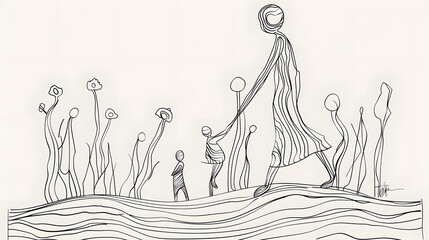 Wall Mural - milestones of life one line drawing