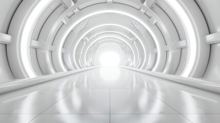Poster - Futuristic White Corridor Interior Design